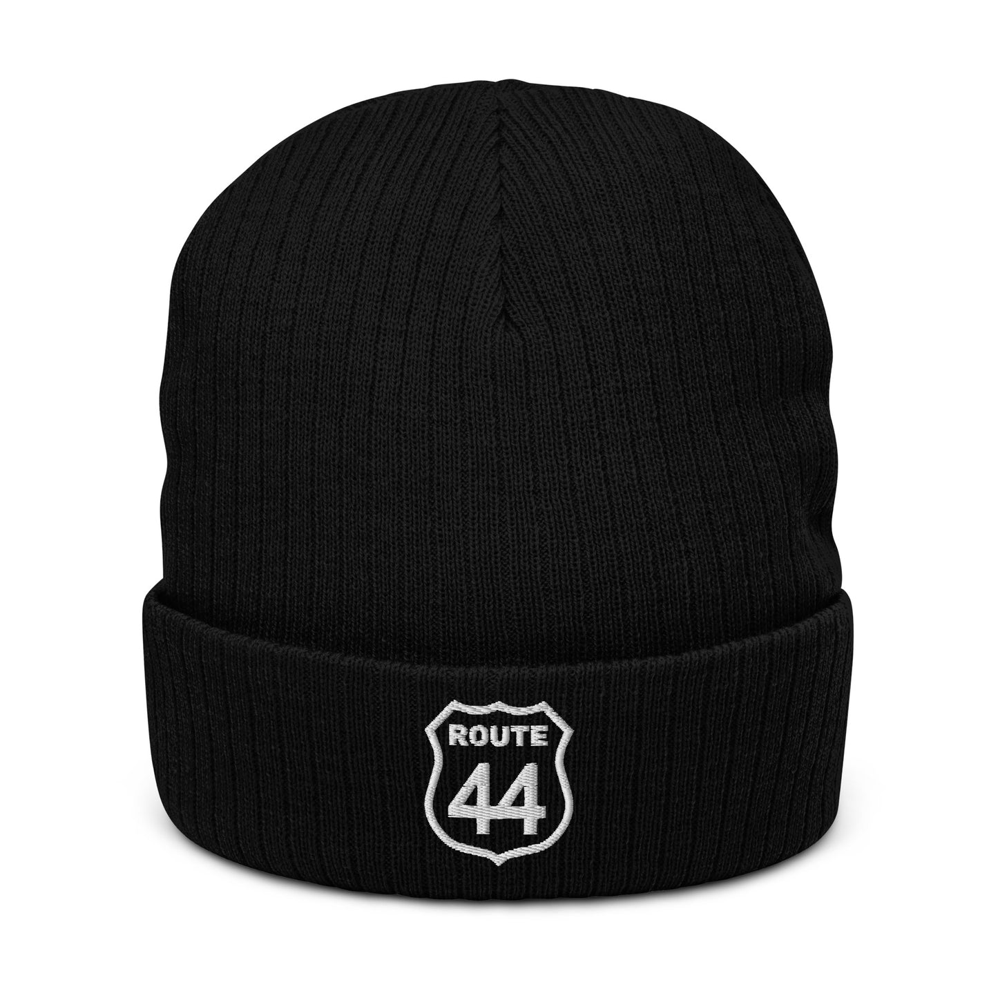 Ribbed Knit Beanie with Puffed Logo