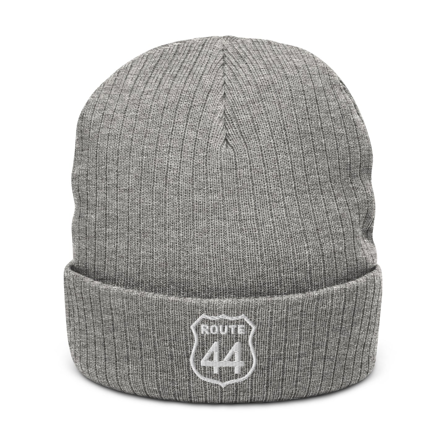 Ribbed Knit Beanie with Puffed Logo