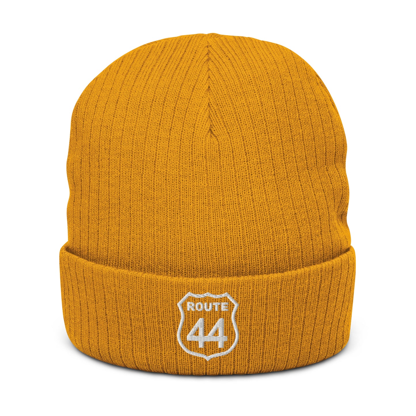 Ribbed Knit Beanie with Puffed Logo