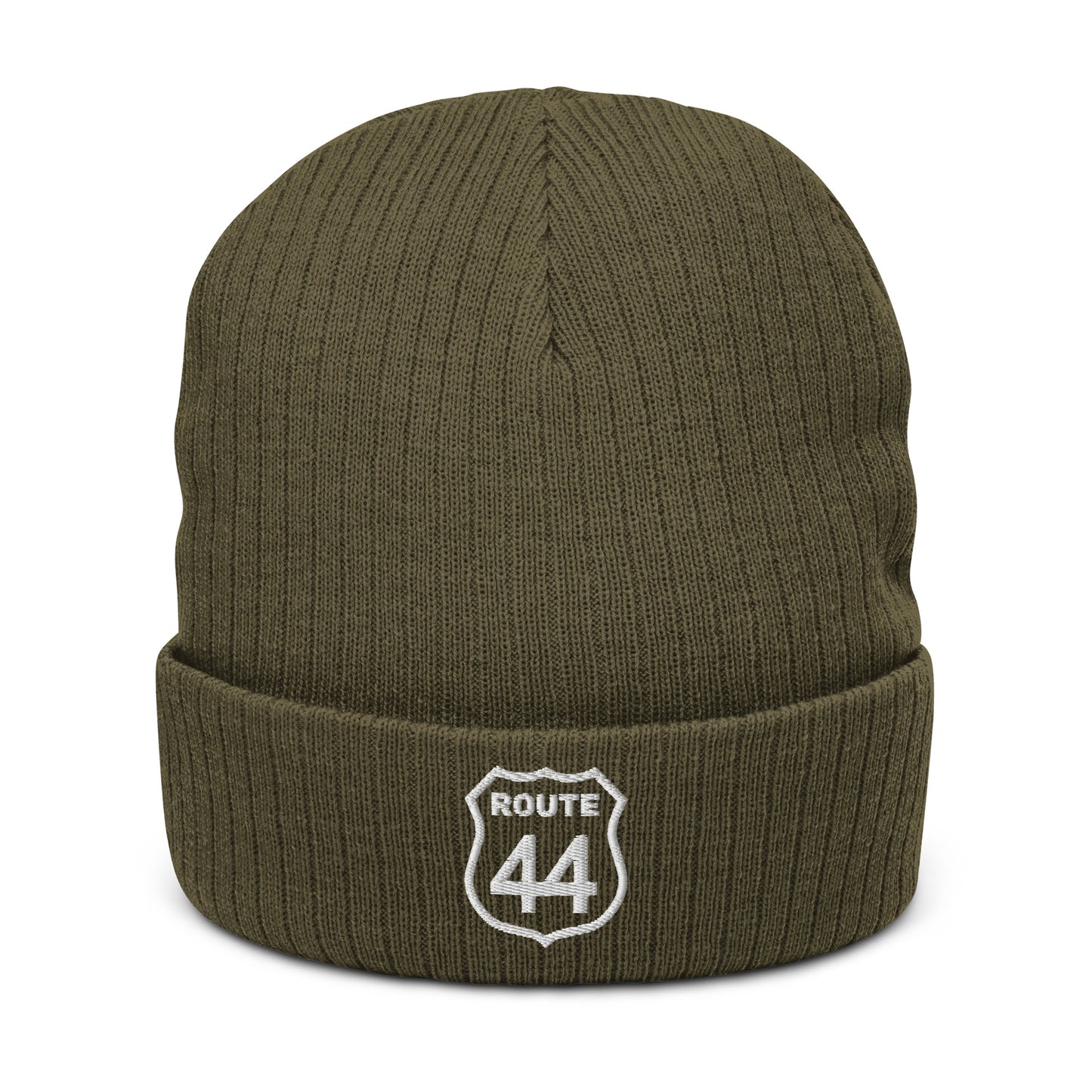 Ribbed Knit Beanie with Puffed Logo